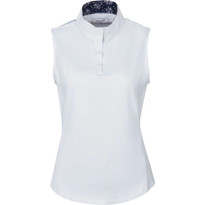 Dublin Womens Ria Sleeveless Competition Shirt - White / Navy 3 Dublin Womens Ria Sleeveless Competition Shirt - White / Navy