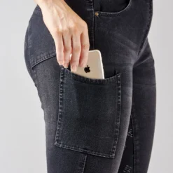 Dublin Ladies Shona Full Grip Silicone Print Denim Breeches (Ash) -Dublin Sales 12519e