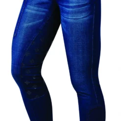 Dublin Ladies Shona Full Grip Silicone Print Denim Breeches (Light Blue Denim) -Dublin Sales 12520c