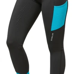 Dublin Ladies Power Performance Mid Rise Colour Block Tights (Aqua) -Dublin Sales 17965c