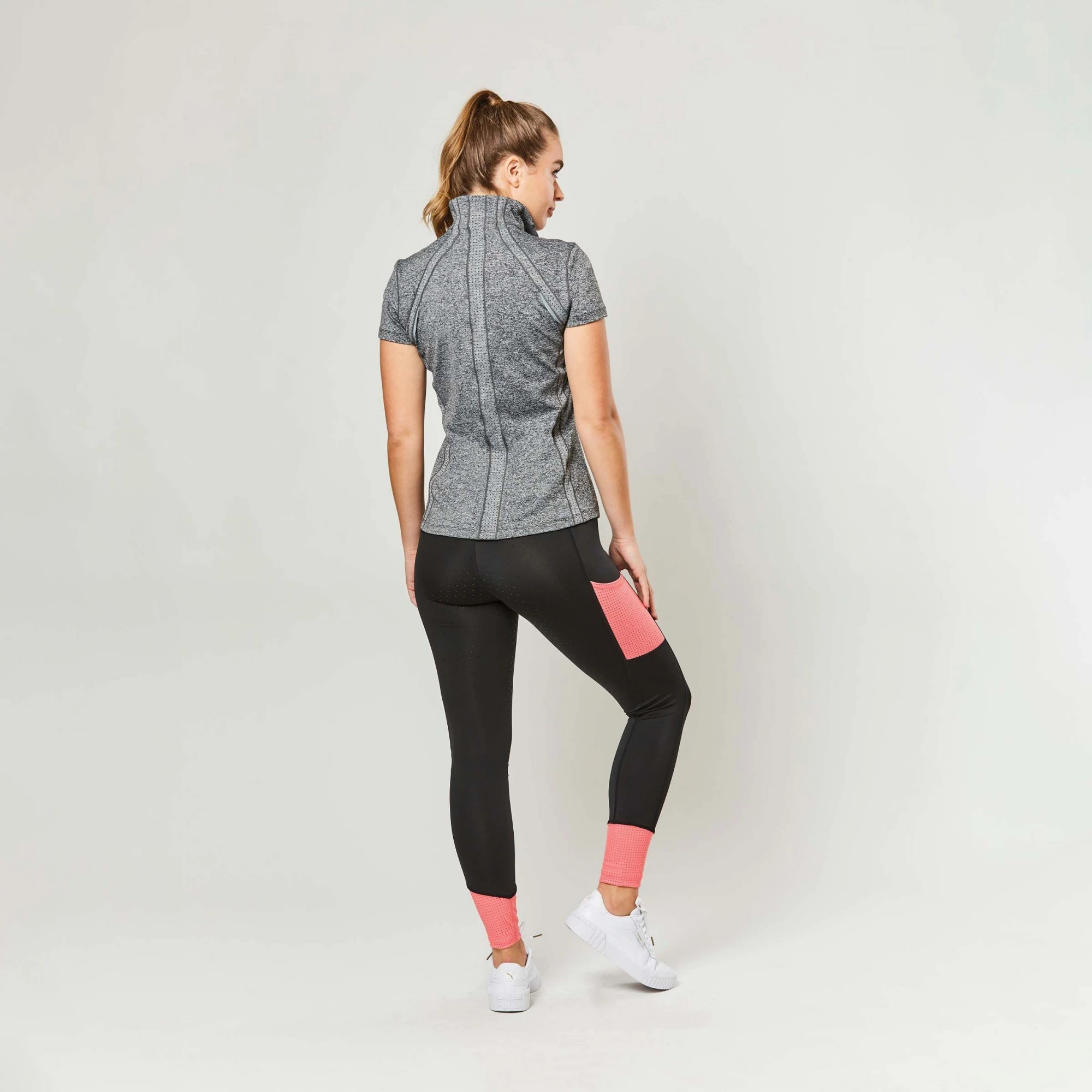 Dublin Ladies Power Performance Mid Rise Colour Block Tights (Coral) 4 Dublin Ladies Power Performance Mid Rise Colour Block Tights (Coral) - Image 2