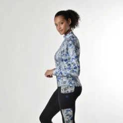 Dublin Ladies Sapphire Print Long Sleeve Top (Silver) -Dublin Sales 19475e