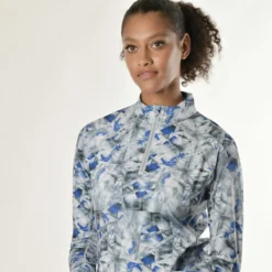 Dublin Ladies Sapphire Print Long Sleeve Top (Silver) -Dublin Sales 19475f