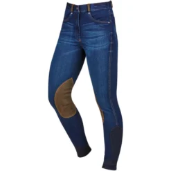 2022 Dublin Womens Shona Knee Patch Denim Breeches 10004960 - Blue Denim / Navy Colour Blue Denim/navy