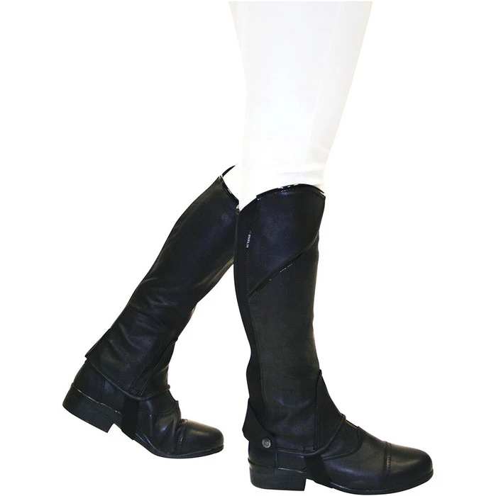 Dublin Stretch Fit Half Chaps With Patent Piping Black 3 Dublin Stretch Fit Half Chaps With Patent Piping Black