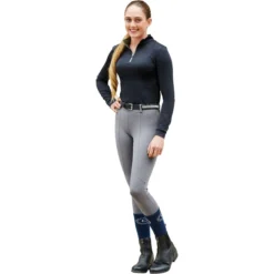Dublin Womens Performance Flex Knee Patch Riding Tights 5927 - Charcoal Colour Charcoal